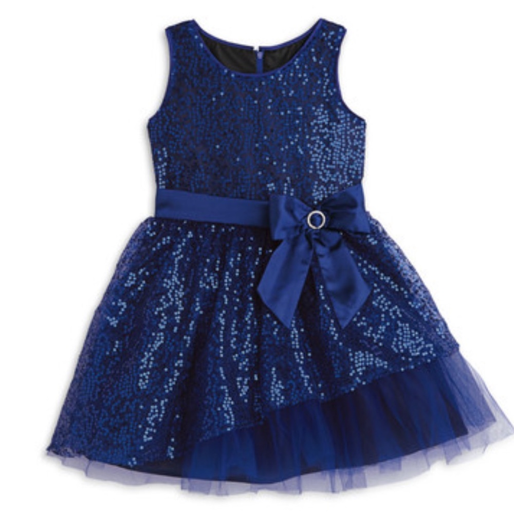 AMERICAN GIRL Happy Holiday Party blue sequin satin tulle dress Girls size 12